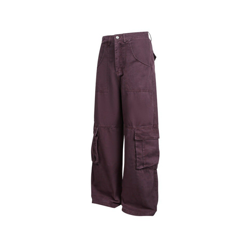 Women's Baggy Cargo Pants with High Waist, Large Flap Pockets and Reinforced Seam Panels Shop Velvia