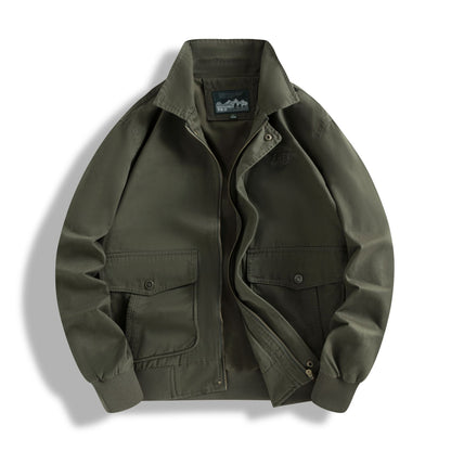 Men's Classic Field Bomber Jacket with Two-Way Zipper and Flap Pockets Shop Velvia