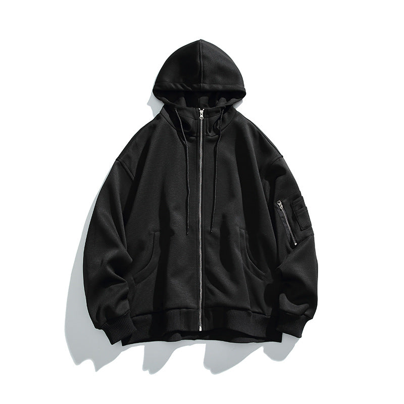 Unisex Oversize Hoodie Jacket with Front Zipper, Arm Pocket and Ribbed Hem Shop Velvia