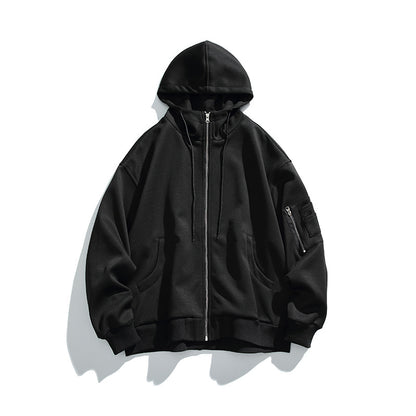 Unisex Oversize Hoodie Jacket with Front Zipper, Arm Pocket and Ribbed Hem Shop Velvia