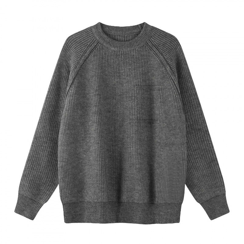 Unisex Oversize Fine Knit Sweater with Round Neck, Raglan Sleeves and Ribbed Cuffs Shop Velvia