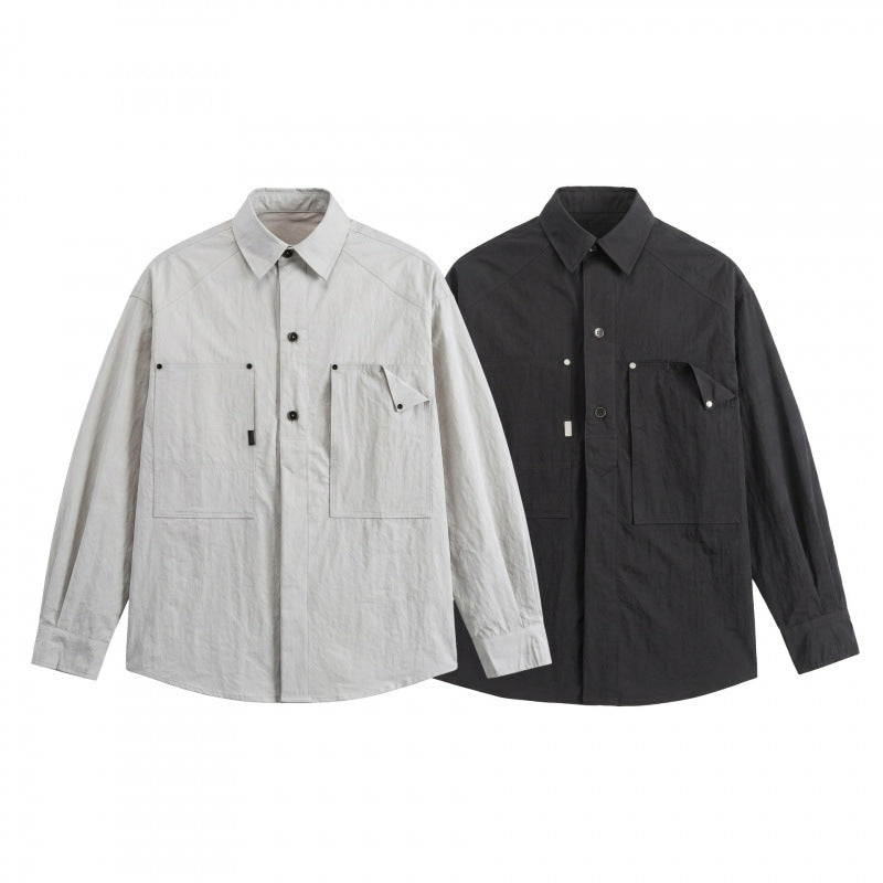 Unisex Boxy Overshirt with large patch pockets and shirt collar Shop Velvia
