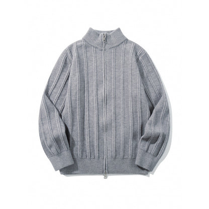 Unisex Zip Sweater with Stand-Up Collar and Vertical Structure Shop Velvia