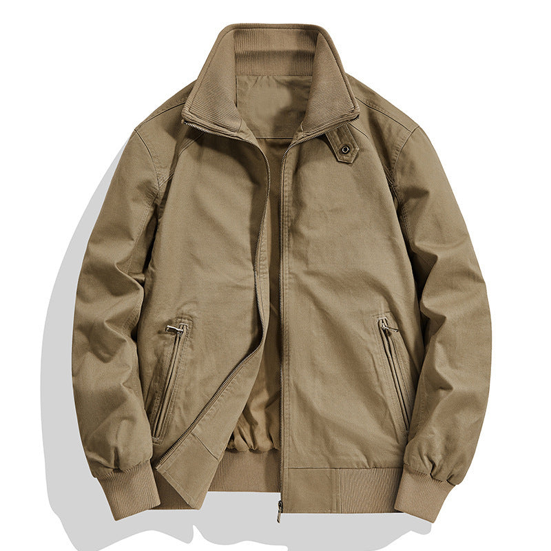 Men's cotton canvas blouson with ribbed cuffs and stand-up collar Shop Velvia