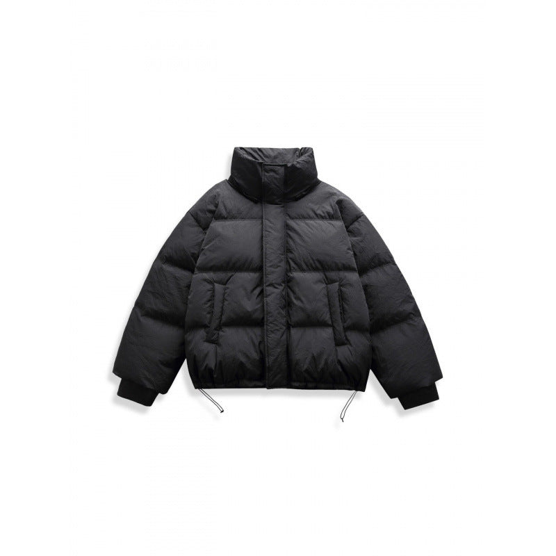 Unisex Short Padded Jacket with Hood, High Stand-Up Collar, and Adjustable Hem Shop Velvia
