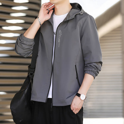 Men's Ultralight Hooded Shell Jacket in Urban Minimal Style with Windproof Membrane and Zipper Pockets Shop Velvia