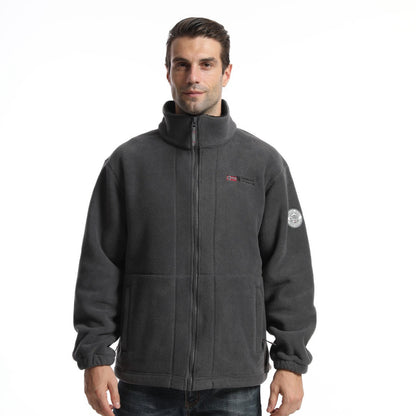 Men's fleece outdoor jacket with stand-up collar, full-length zipper, and elastic cuffs Shop Velvia