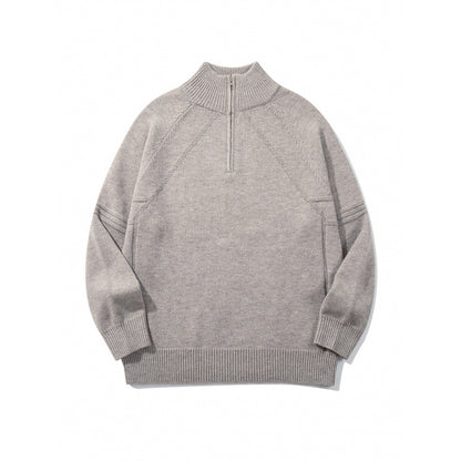 Unisex Knit Half-Zip Sweater with High Ribbed Collar and Raglan Sleeves Shop Velvia