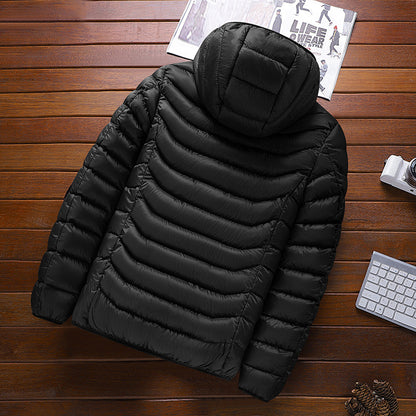 Men's ultralight quilted down jacket with hood, wind-resistant outer shell and packing function Shop Velvia