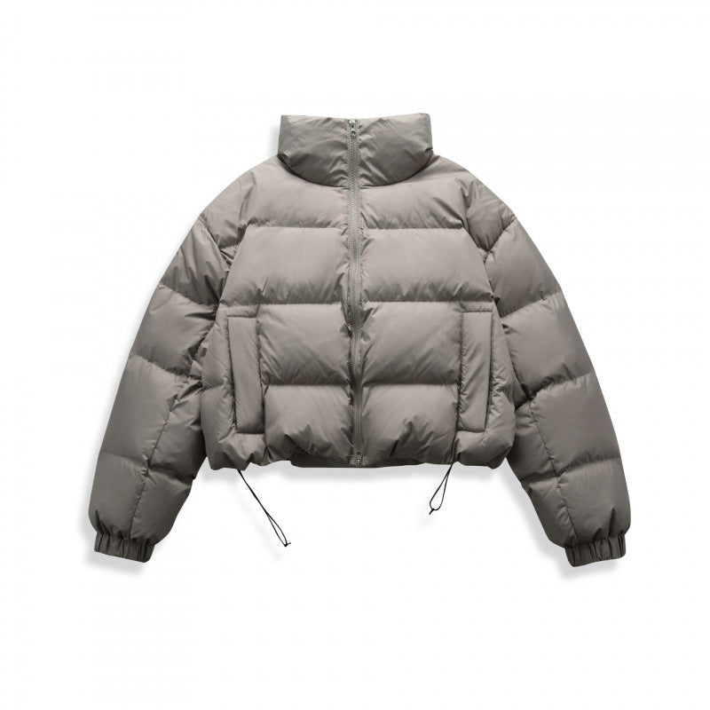 Women's short quilted winter jacket in cropped style with high stand-up collar Shop Velvia