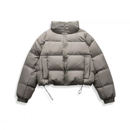 Women's short quilted winter jacket in cropped style with high stand-up collar Shop Velvia