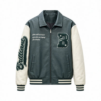 Men's Retro Style Letterman Jacket with Faux Leather Body and Suede Sleeves Shop Velvia