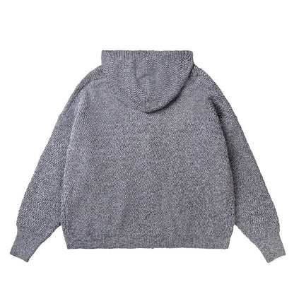 Unisex Knit Hooded Jacket with Textured Pattern and Full Zip Shop Velvia