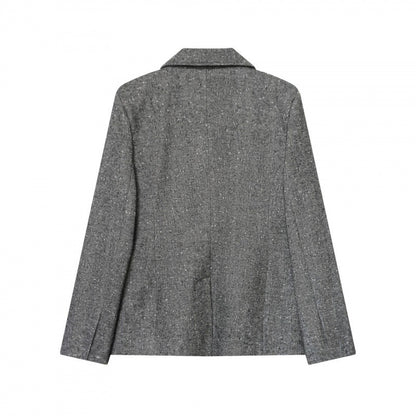 Women's Tailored Wool Blend Blazer with Notched Lapel and Patch Pockets Shop Velvia