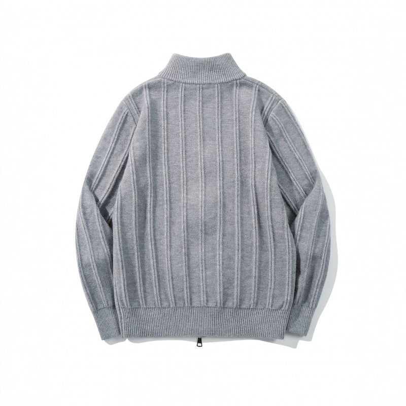 Unisex Zip Sweater with Stand-Up Collar and Vertical Structure Shop Velvia
