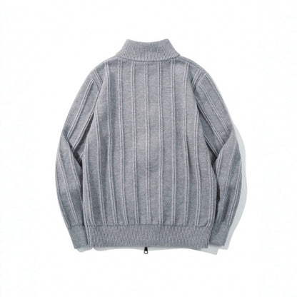 Unisex Zip Sweater with Stand-Up Collar and Vertical Structure Shop Velvia