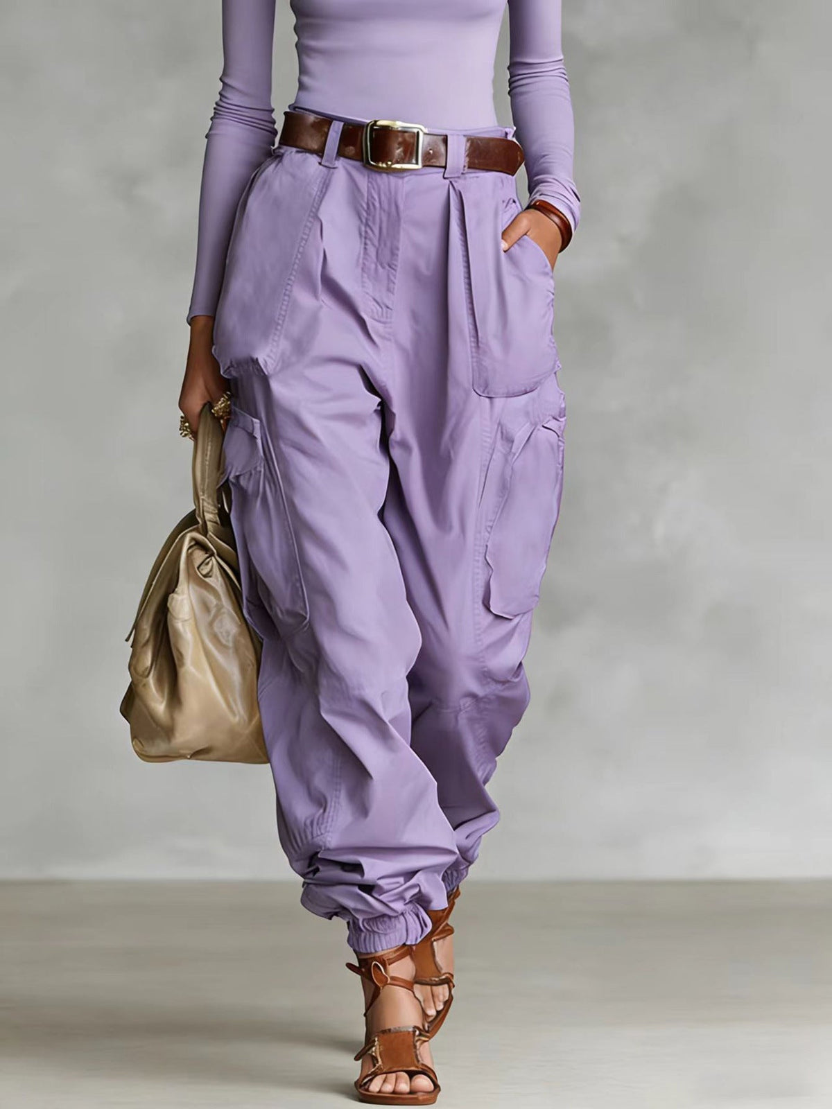 Women's cargo pants with elastic waistband and practical pockets Shop Velvia