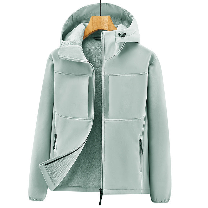 Men's Thermo Softshell Jacket with Sherpa Lining, Hood and Concealed Zipper Pockets Shop Velvia