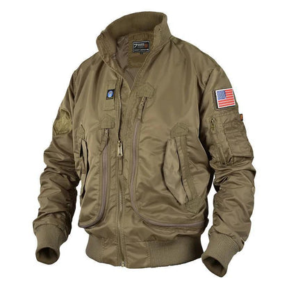 Men's Tactical-Style Camo Bomber Jacket with Multiple Pockets and Ribbed Cuffs Shop Velvia
