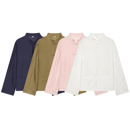 Unisex Lightweight Cotton Tunic with Stand-Up Collar and Traditional Frog Button Closure Shop Velvia