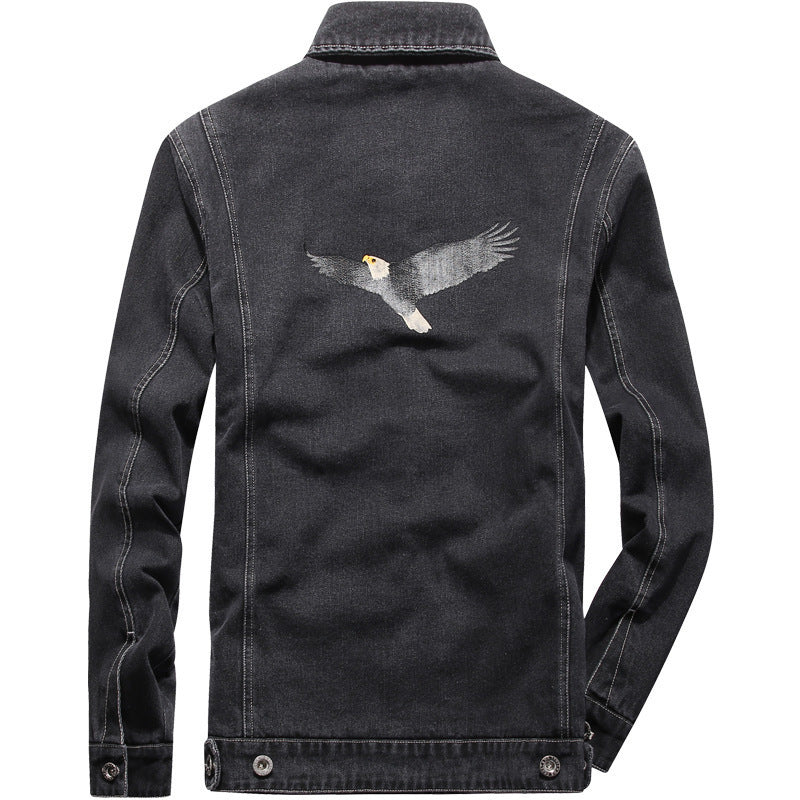 Men's denim jacket with patch pockets and worn effects Shop Velvia