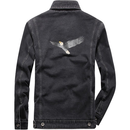 Men's denim jacket with patch pockets and worn effects Shop Velvia