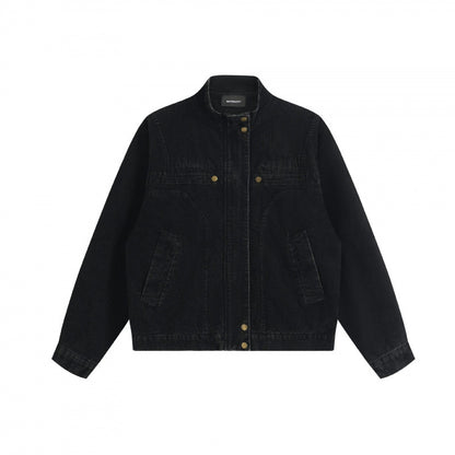 Unisex Cord-Boxy-Jacket with stand-up collar, hidden snap button placket and patch pockets Shop Velvia