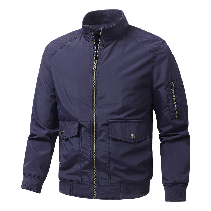 Men's Wind and Water Resistant Urban Bomber Jacket with Stand Collar and Multiple Pockets Shop Velvia