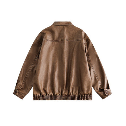 Unisex Boxy Overshirt Jacket in Vintage Suede Look with Elastic Hem and Concealed Snap Placket Shop Velvia