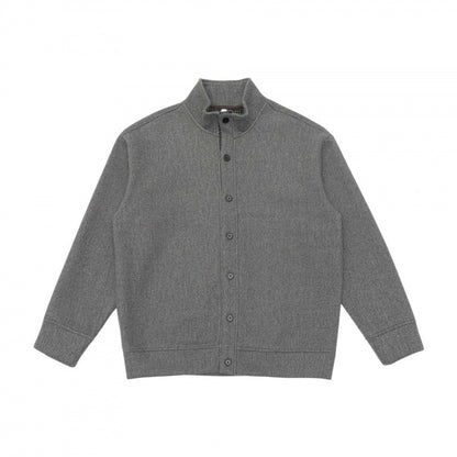 Unisex Boxy Knit Cardigan with Stand-Up Collar and Full Button Placket Shop Velvia