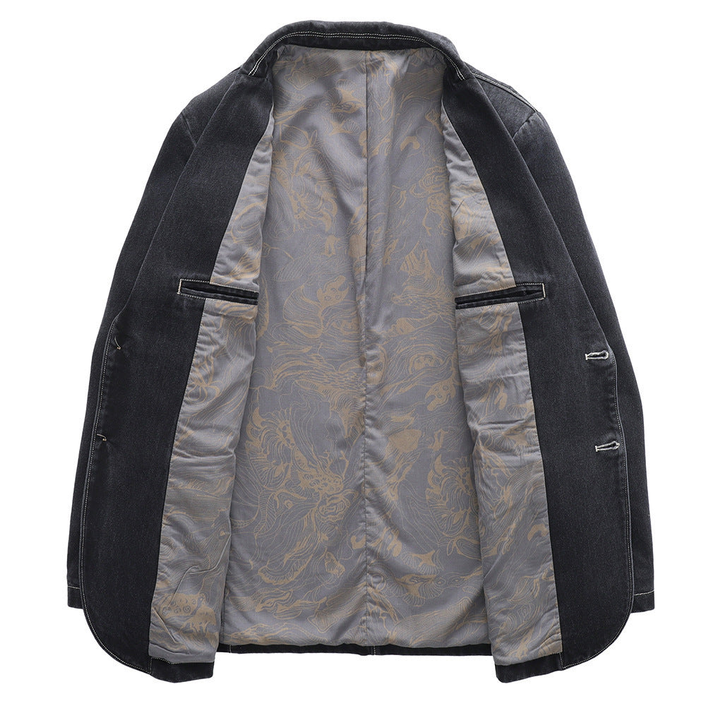 Men's Light Denim Blazer with Patches Shop Velvia