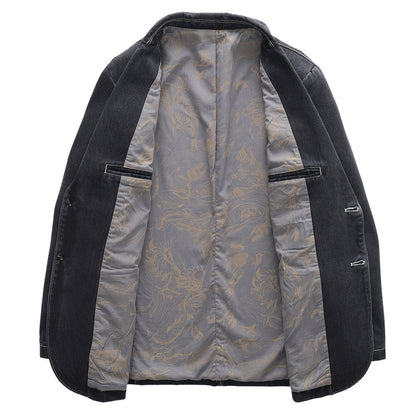 Men's Light Denim Blazer with Patches Shop Velvia