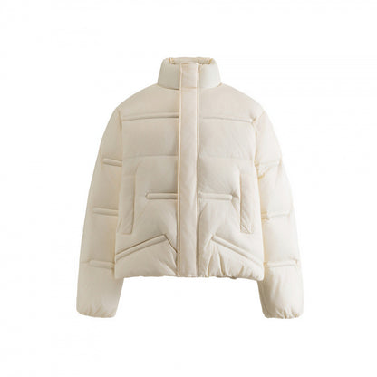 Unisex Short quilted padded jacket in a boxy cut with high stand-up collar Shop Velvia