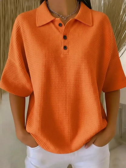 Women's sporty polo shirt made of waffle piqué Shop Velvia