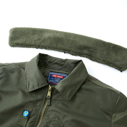 Men's pilot bomber jacket with teddy collar and multifunctional organizer pockets Shop Velvia