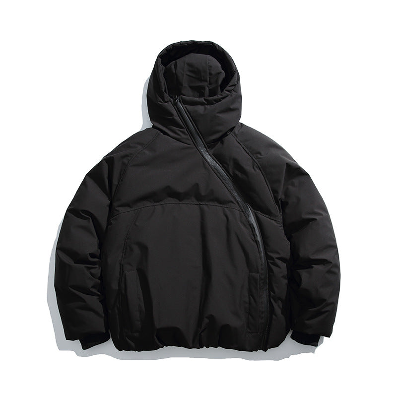 Unisex Padded Oversized Quilted Jacket with Asymmetrical Zipper Shop Velvia