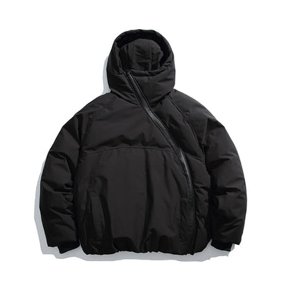 Unisex Padded Oversized Quilted Jacket with Asymmetrical Zipper Shop Velvia