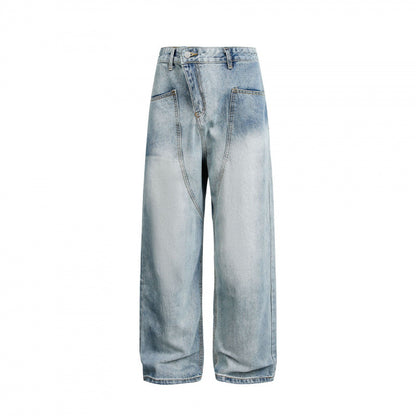 Women's Wide High-Waist Denim Pants with Curved Front Pockets Shop Velvia