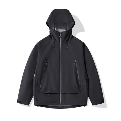 Men's technical insulating softshell jacket with hood and fleece inner collar Shop Velvia