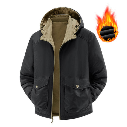 Men's thermo field jacket with fleece lining, hood and front pockets Shop Velvia