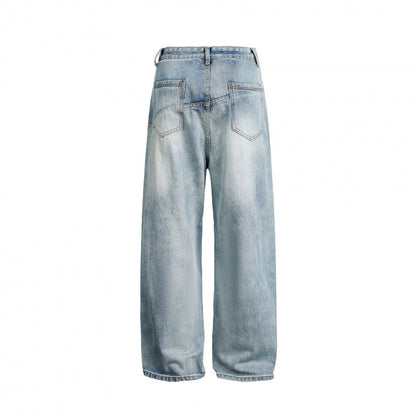 Women's Wide High-Waist Denim Pants with Curved Front Pockets Shop Velvia