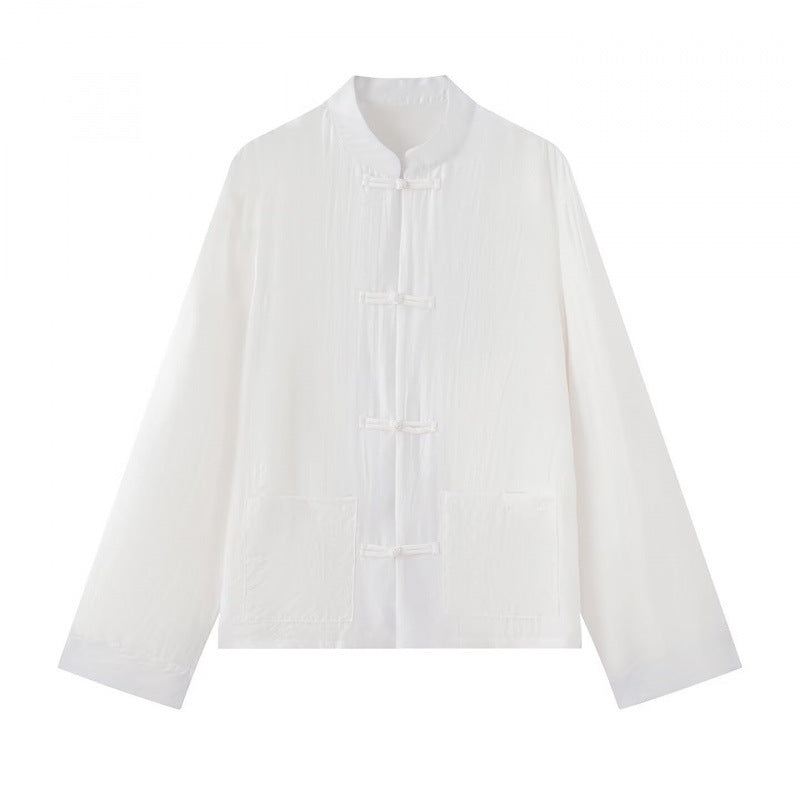 Unisex Lightweight Cotton Tunic with Stand-Up Collar and Traditional Frog Button Closure Shop Velvia