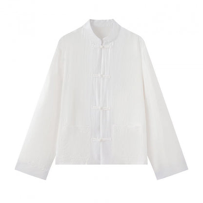 Unisex Lightweight Cotton Tunic with Stand-Up Collar and Traditional Frog Button Closure Shop Velvia