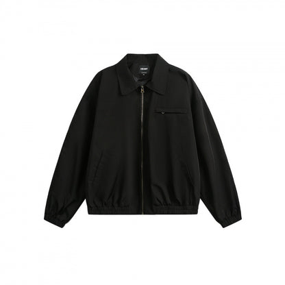 Unisex Boxy Overshirt Jacket with full-length zipper, elastic hem, and chest zipper pocket Shop Velvia