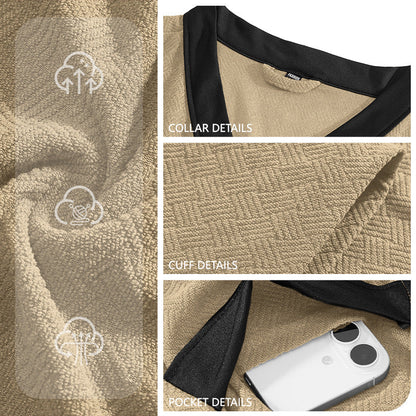 Men's lightweight cotton kimono bathrobe with waffle texture and patch pockets Shop Velvia