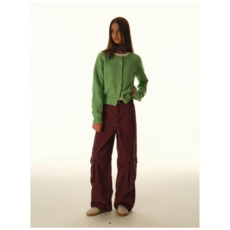 Women's Baggy Cargo Pants with High Waist, Large Flap Pockets and Reinforced Seam Panels Shop Velvia