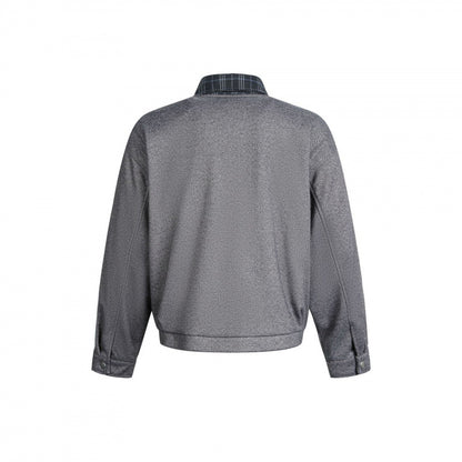 Men's short-cut utility bomber jacket with V-neck, patch pockets, and front zipper Shop Velvia