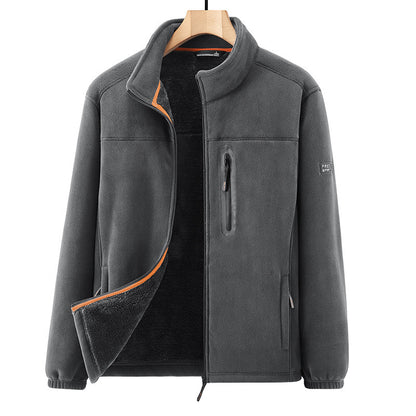 Men's microfleece outdoor jacket with waterproof breast pocket, stand-up collar, and teddy fleece lining Shop Velvia