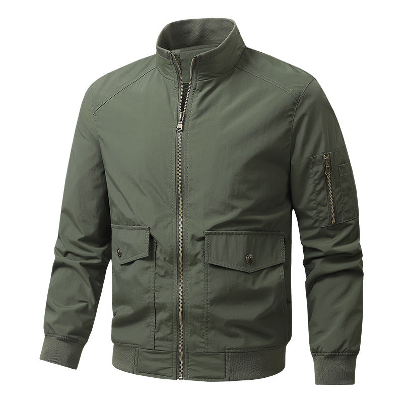 Men's Wind and Water Resistant Urban Bomber Jacket with Stand Collar and Multiple Pockets Shop Velvia