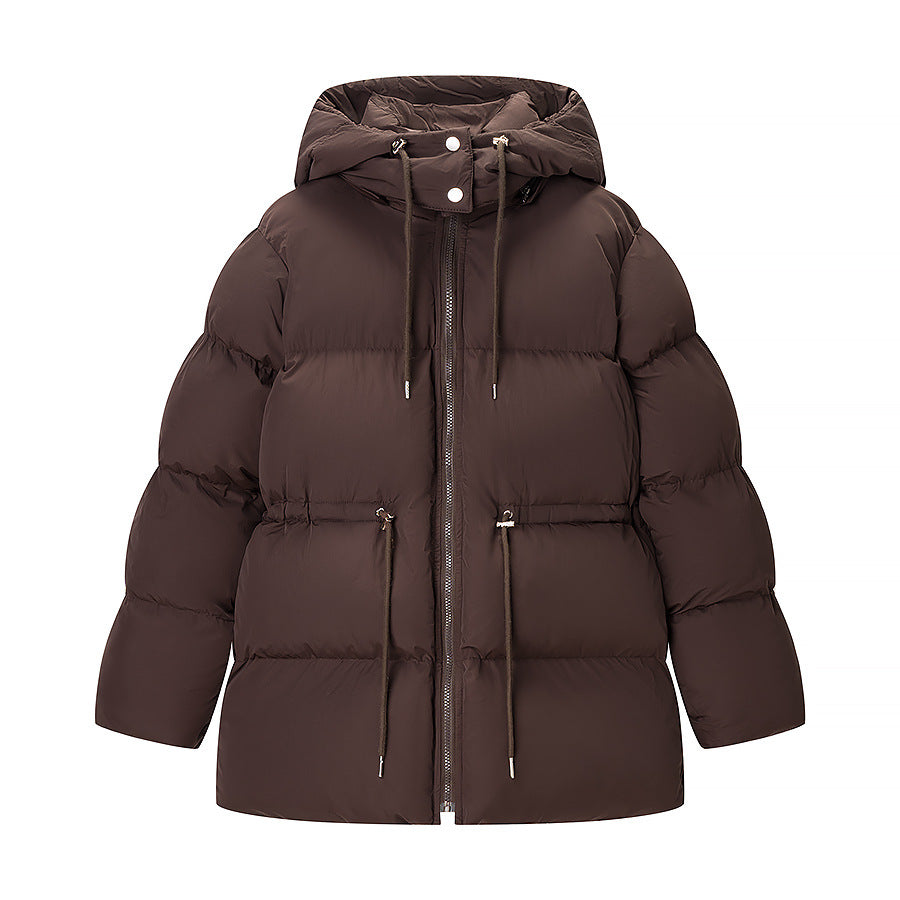 Women's quilted parka with shiny finish hood and adjustable drawstring Shop Velvia
